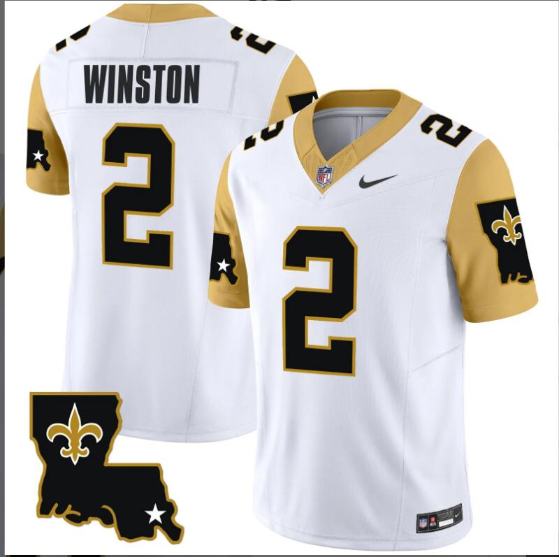 Men New Orleans Saints 2 Winston white Limited 2024 Nike NFL Jersey